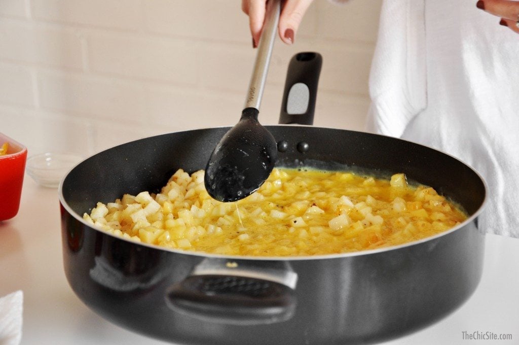 eggs and potatoes in skillet